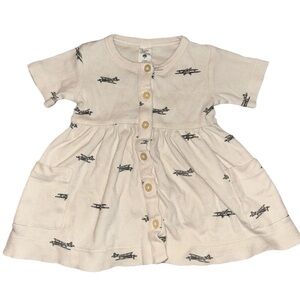 Kate Quinn 3-6M Airplane Print Pocket Dress Short Sleeve Button Ribbed